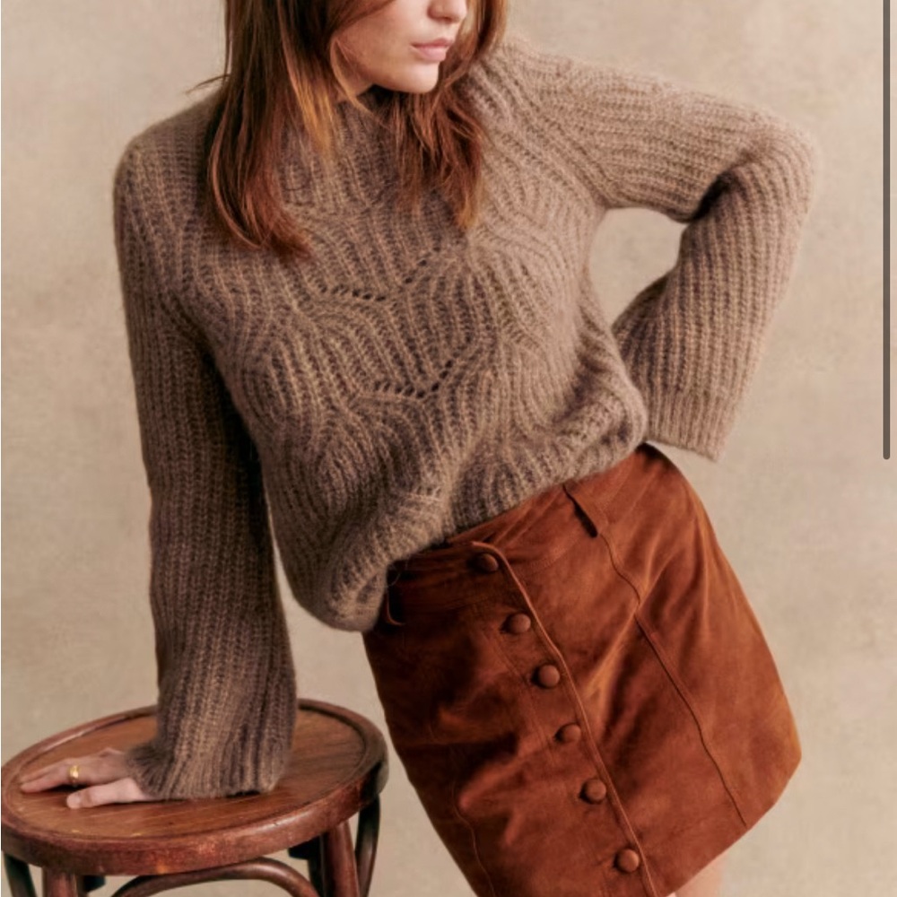 Sézane Youri Jumper Chunky Light Camel Brown Sweater Alpaca Wool Medium / M